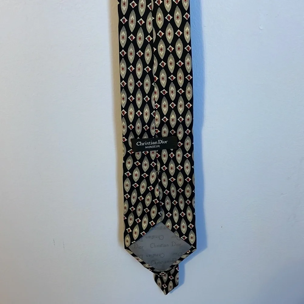 Christian Dior Monsieur Geometric Design Silk Necktie